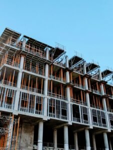 Gray concrete building under construction