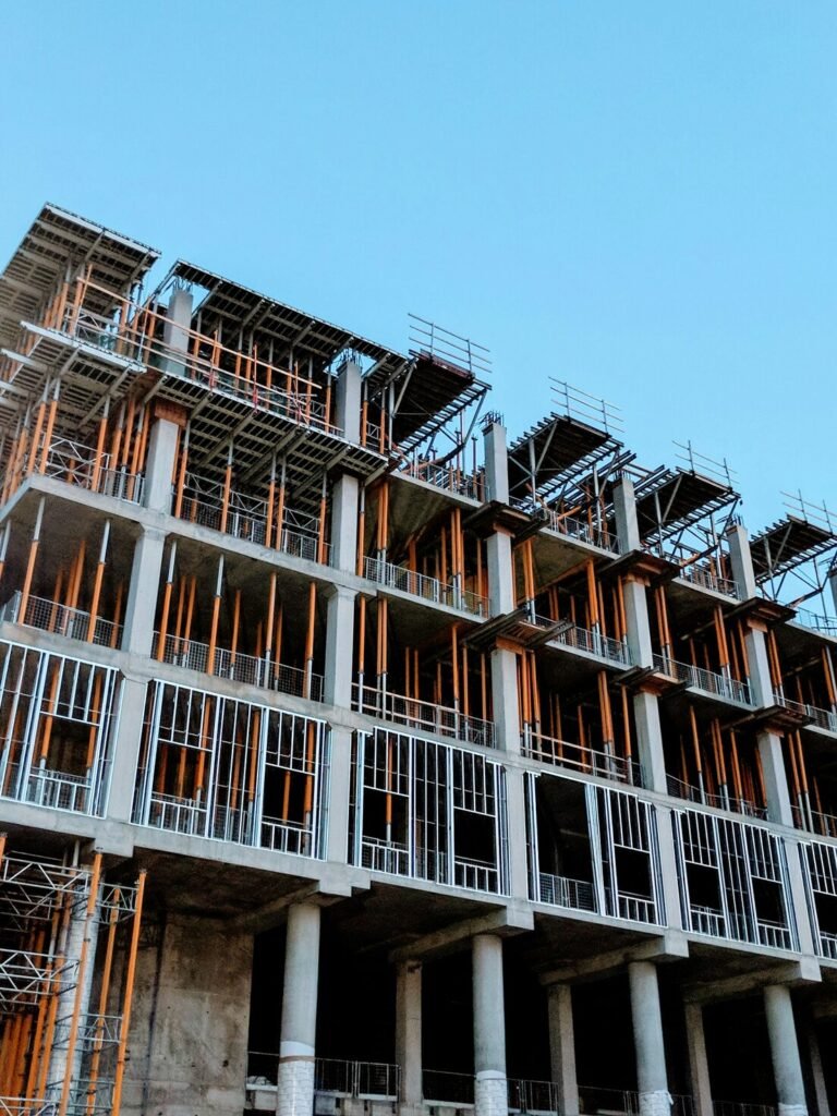 Gray concrete building under construction