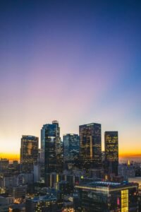 City buildings during sunset
