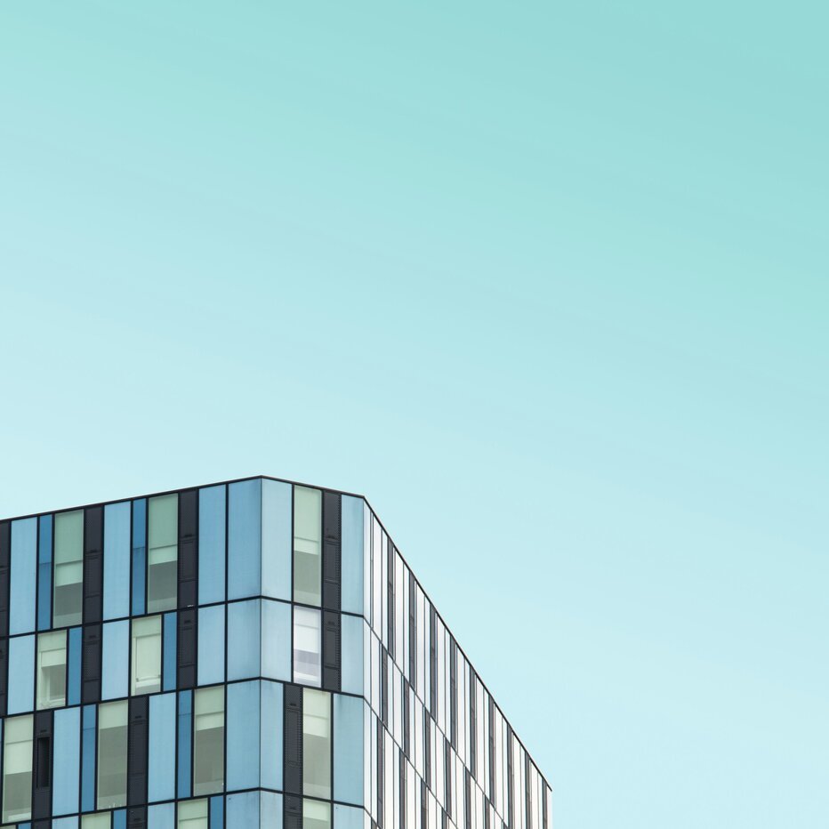 Glass wall building
