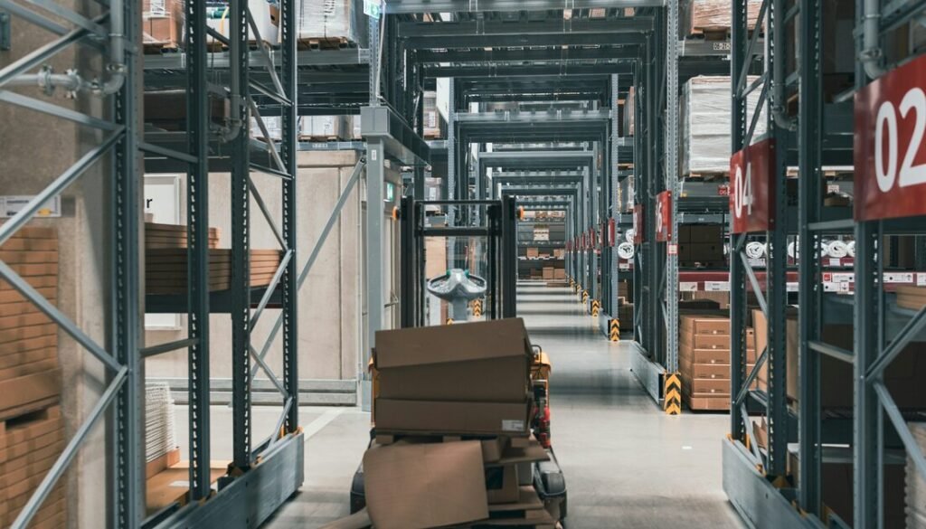A large warehouse filled with lots of boxes