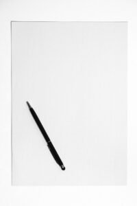 Black pen on white surface